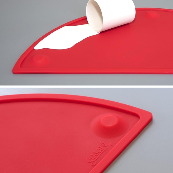 Kids Silicone Placemats w/ Suction Cups, Raised Edges, Non-Slip - Red XL 22”x11 - Picture 7 of 9